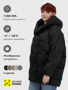 Куртка зимняя женская с капюшоном модная черного цвета 7651Ch