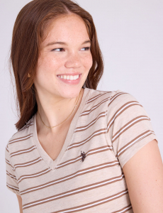 TONAL STRIPE V-NECK T-SHIRT