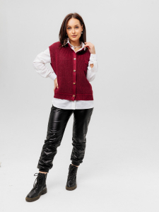 Жилет из льна 7-39 вишня