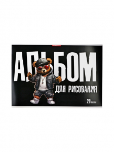 Альбом для рисования А4, 20 листов на клею «Крутой мишка», плотность листов 100 г/м?