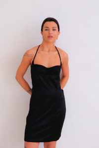 11343 Мини-платье с завязками чёрное (остаток: 40, 42, 44, 46)