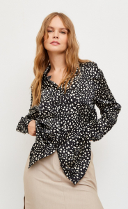 Блузка женская классическая F222-0451 бело-чёрная