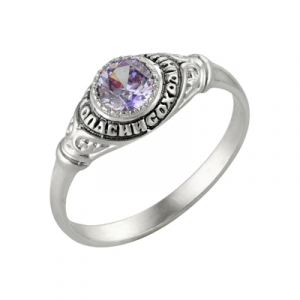 Кольцо с фианитом выборочное чернение серебро 925*