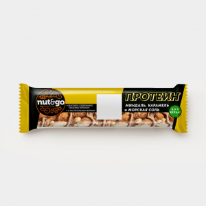 «Nut&Go», батончик Protein, миндаль с карамелью и морской солью, 40 г (упаковка 18 шт)