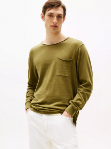 Cotton-Linen Pocket T-Shirt Sweater