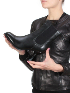 04-E29W-17A BLACK Ботильоны зимние женские (натуральная кожа, натуральный мех)