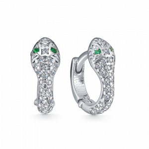 Серьги с фианитом родированные серебро 925*