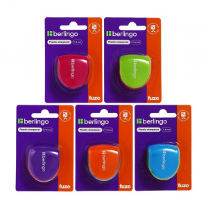 Точилка Berlingo «Fuze Ergo», 1 отверстие, с контейнером, пластиковая, блистер, европодвес, МИКС