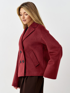 Пальто женское демисезонное 27332 (вино ворсовый)