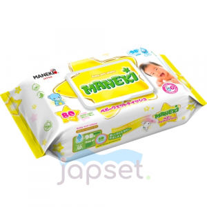 Maneki Салфетки влажные детские с экстрактом ромашки и алоэ вера, 20х18 см, 80 шт
