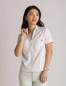 LINEN STRIPE CAMP SHIRT