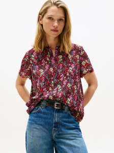 Flutter-Sleeve Printed Georgette Shirt