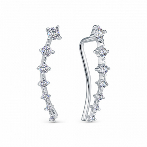 Зажимы с фианитом родированные серебро 925*