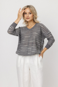 Джемпер из льна 4-263 стальной