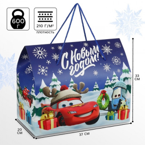 Пакет подарочный-коробка «С Новым годом», 37?33?20 см, Тачки