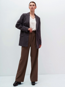 Жакет длинный OD-839-4 сине-бежевая клетка