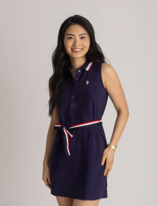 SLEEVELESS SIGNATURE STRIPE POLO DRESS