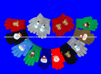 Перчатки детские с начесом НОВОГОДНИЕ арт. 5157