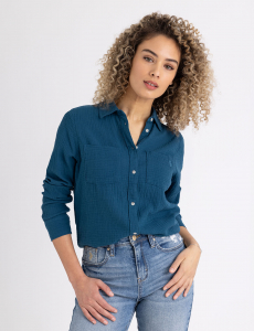 LONG SLEEVE CRINKLE GAUZE SHIRT