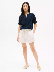 Linen-Blend Paper Bag Short