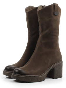 02-FJ1009-2 KHAKI Полусапоги демисезонные женские (натуральная кожа (нубук), байка)