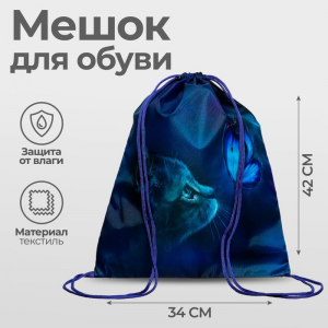 Мешок для обуви 420 х 340 мм, Calligrata МСО-5С, (мягкий полиэстер, плотность 210D), 