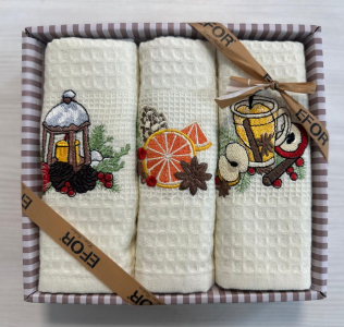 Набор кухонных салфеток EFOR (3шт) (40*60) НОВЫЙ ГОД модель 1