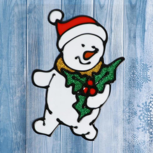 Наклейка на стекло «Снеговик в колпаке», 9.5?14.5 см