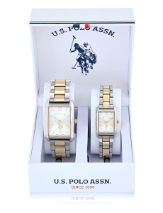 HIS AND HERS TWO TONE SQUARE WATCH SET
