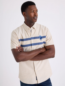 SHORT SLEEVE CHEST STRIPE MULTITONAL LOGO SHIRT