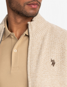 COTTON MARL FULL ZIP SWEATER