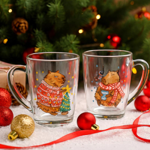 Кружка КАПУЧИНО НОВЫЙ ГОД КАПИБАРА 300мл