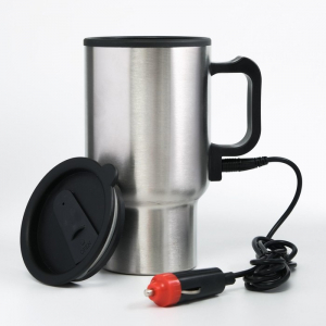 Термокружка Мастер К, 450 мл, 16?8.5 см, автомобильная, сохраняет тепло 4 ч, 16?8.5 см, нержавеющая сталь, серебристая