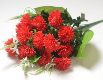 Искусственные цветы, Ветка в букете хризантема шариком 20 голов (1010237)