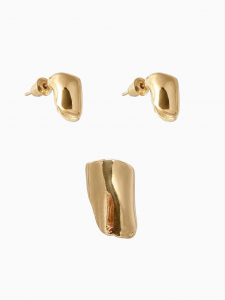 Набор серьги и каффа 3 шт. «Минимализм» тренд, цвет золото