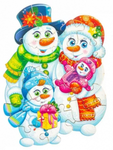 Пазл Снеговики