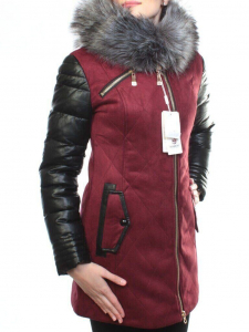 5137 BURGUNDY Парка женская зимняя (150 гр синтепон, искусственный мех)
