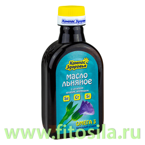 Льняное масло пищевое с селеном, хромом, кремнием 0,2 л, марка 