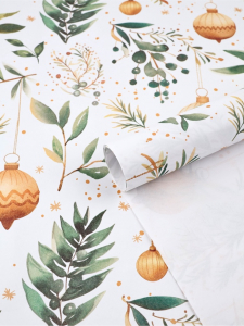 Бумага упаковочная новогодняя «Веточки зимы», белый крафт, 1 лист, 80 г/м?, 70?100 см