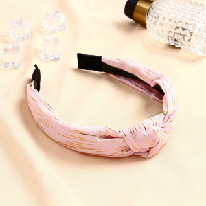 Ободок для волос «Амата», золотая нить, 3 см, розовый