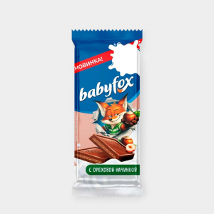 «BabyFox», молочный шоколад с ореховой начинкой, 24 г (упаковка 30 шт)