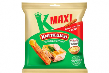 «Кириешки Maxi», сухарики со вкусом «Холодец с хреном» и с горчичным соусом «Calve», 75 г