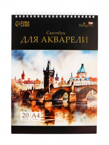 Скетчбук для акварели А4 Calligrata TOP, 20 листов на гребне, обложка мелованный картон, жёсткая подложка, блок СПб ГОЗНАК 200 г/м?
