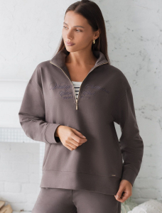 Джемпер с воротом на молнии из футера двухнитки с эластаном