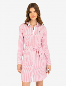 STRIPED MULTI-COLORED LOGO OXFORD DRESS