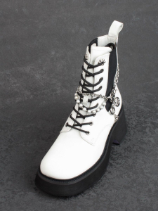 01-GZ6190-L61 WHITE Ботинки демисезонные женские (натуральная кожа)