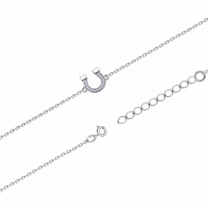 Браслет с фианитом родированный серебро 925*