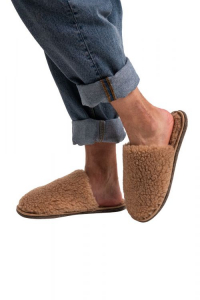 Шлёпанцы меховые РОДИНА, цвет Шоколад