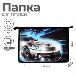 Папка для тетрадей А4, 325 х 230 х 55 мм, молния сверху, пластиковая, ПМ-А4-29 Calligrata 