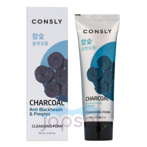Consly Кремовая пенка для умывания c древесным углем против черных точек, 100 мл